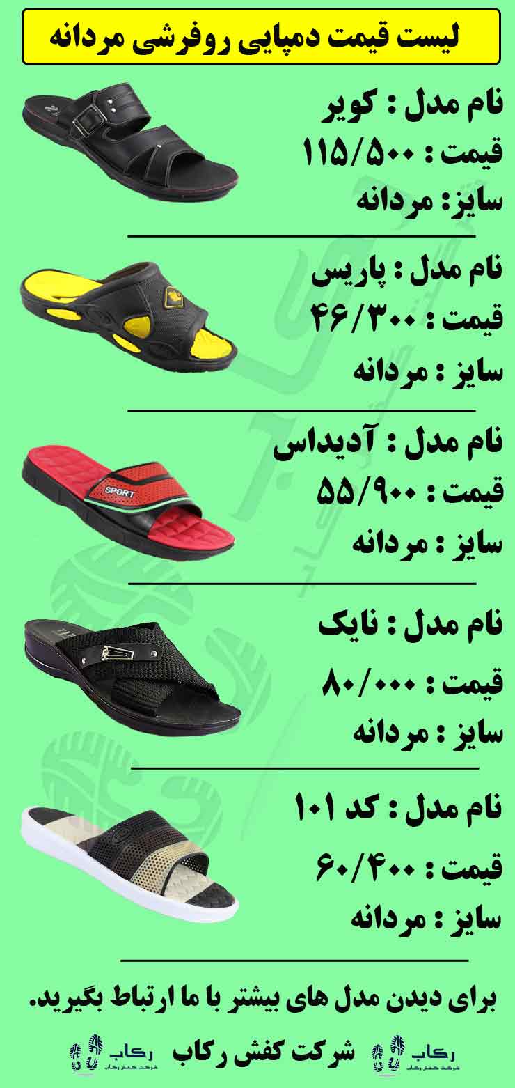 لیست قیمت به روز دمپایی روفرشی مردانه
